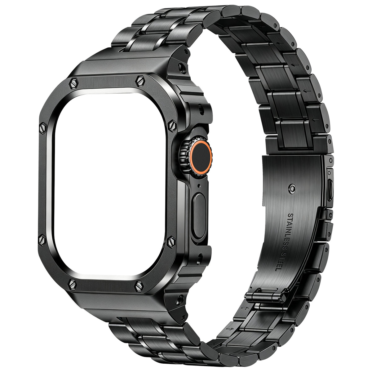 Machrono Rugged Case with 316L Stainless Steel Band Compatible with Apple Watch